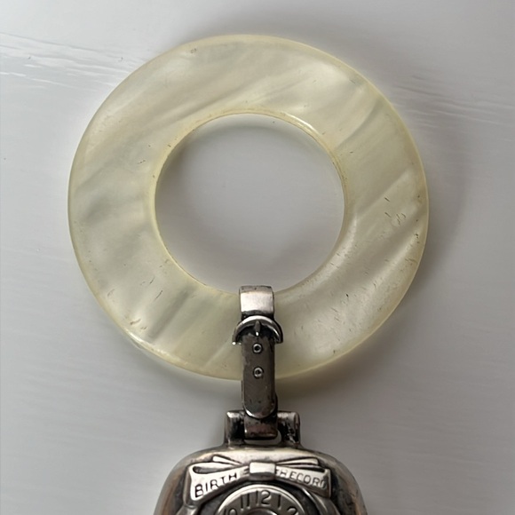 Antique Webster Sterling Silver Birth Record Baby Rattle Teething Ring - Picture 2 of 14